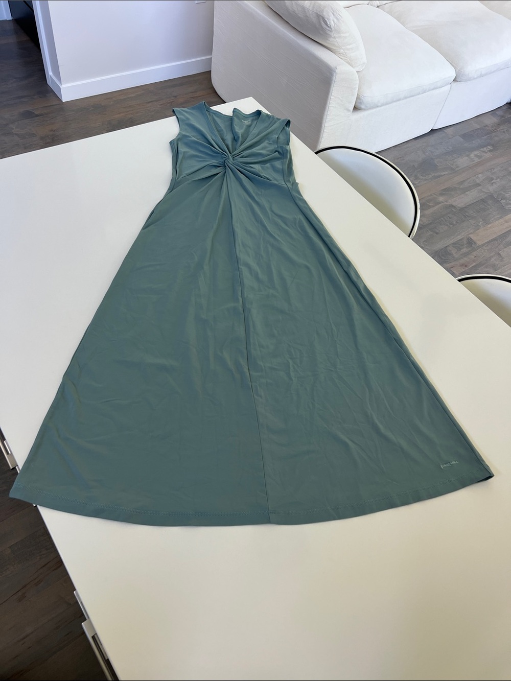 PATAGONIA bandha twist front midi sleeveless dress prairie mist sage green S